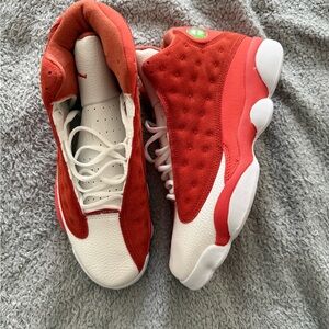 Jordan 13 Red and White Men's Sneakers